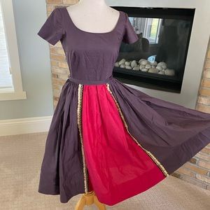 Vintage 50s dress medium garden party purple housewife Lucy retro cotton